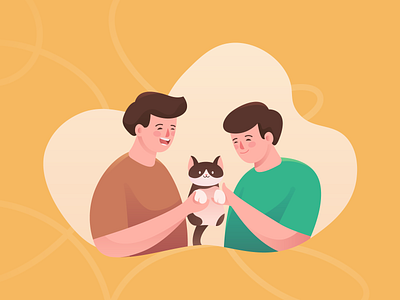 Couple ft Cat artist artwork cat couple drawing illustration illustrator illustrator art love painting