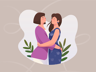 Couple with hug artist artwork couple drawing dribble illustration illustrator lesbian lgbt love painting rynguyen