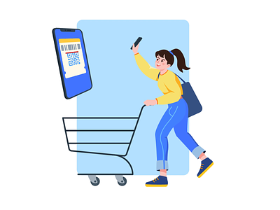 Using smart phone and QR code for shopping animation artist artwork design drawing illustration illustrator illustrator art mart motion graphics painting payment qr qr code shoping online shopping smartphone ui using qr code