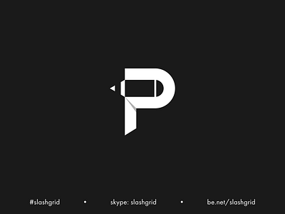 P + Pencil Logo brand branding clean concept creative design creative logo idea identity identity design letter logo lettermark logo mark minimal monogram negative space p logo pencil logo symbol typography