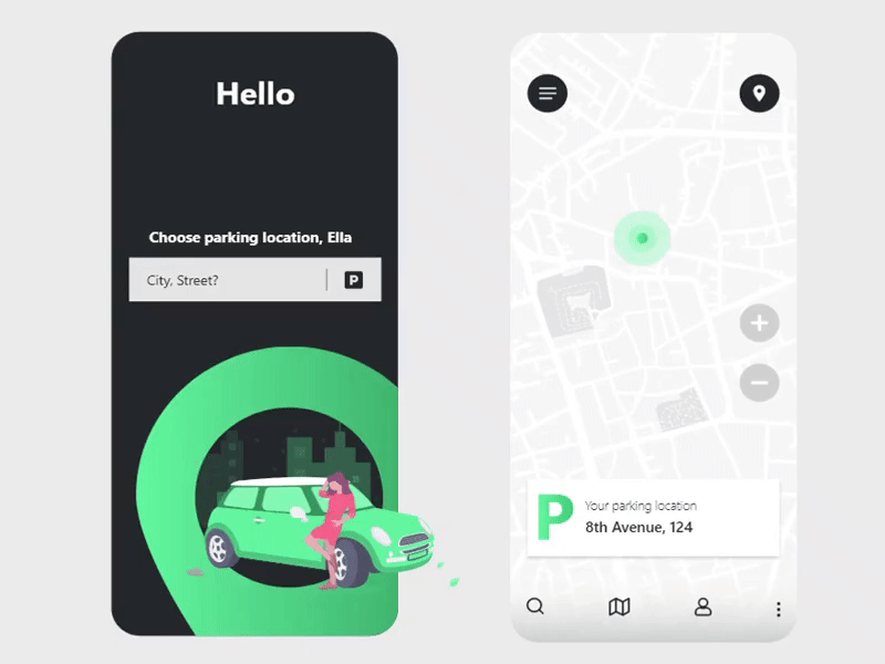 Parking app concept animation design illustration mobile app mobile app design