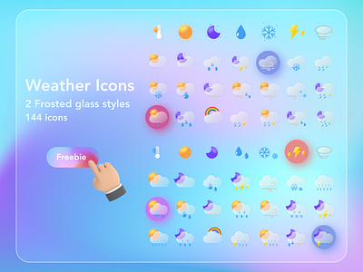 Weather Icons Frosted Glass design glassmorphism icon icon design icon set uidesign weather weather icon