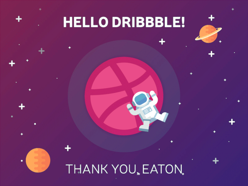 Hello Dribbble! animation astronaut dribbble gif illustration space