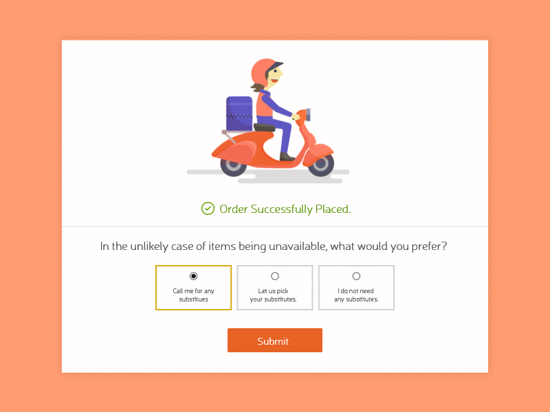 Order Confirmation Page animated app confirmation. web gif order ui design ui page