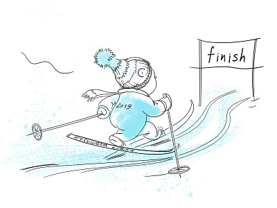 The winter ended. blue graphic illustration photoshop quick sketch skiing winter