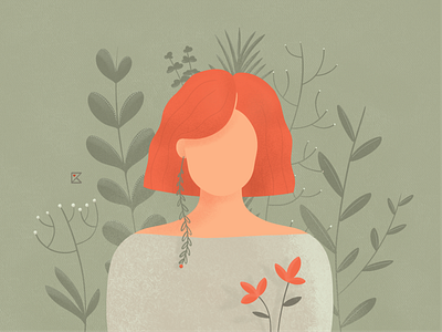 Nature art artwork character color earthy flat flat illustration flat style flowers girl illustration photoshop plants texture