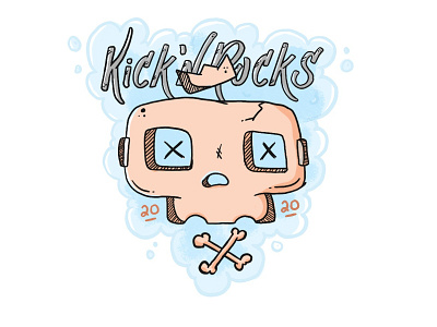 Kick'n Rocks - Maker of stuff badge branding bubbles character crown ill illustration king line lineart logo orange skull skulls texture weekly warm up