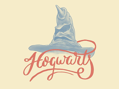Hogwarts harry potter illustration lettering sorting hat typography wizard