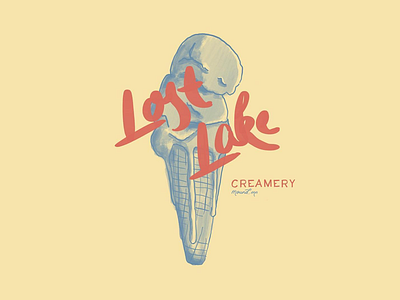 Lost Lake Creamery ice cream illustration lettering lost lake minneapolis mn mound sketch summer typography