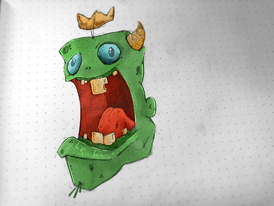 Full color monstr sketch branding design mascot monster procreate sketch sticker stickermule