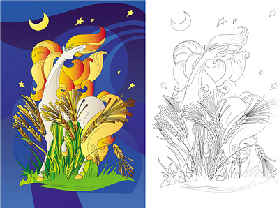 Fairy Tale children's coloring book, spread 2d illustration vector