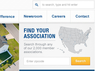 Homeowners Website Design blue clean design gray map navigation orange web