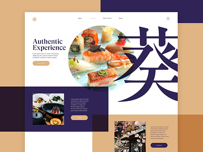 Japanese Restaurant Home Page branding color design graphic japanese food landing page restaurant sushi typography ui ux website