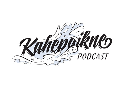 Kahepaikne Podcast Logo brand branding brush brushstrokes calligraphy custom type illustration milk sea spraying water waves