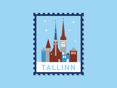Tallinn Postage Stamp 1/2 airmail christmas city estonia illustration letter mail postage stamp tallinn