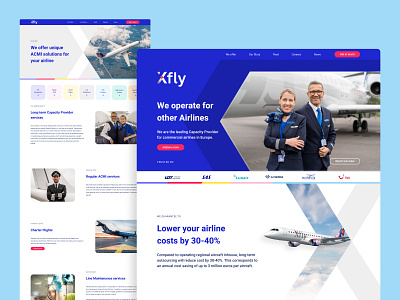 Xfly website 2/2 airplane aviation blue branding colorful estonia ui ux web page web site website