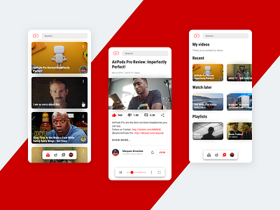 Youtube Redesign android app application clean concept gallery google ios minimal minimalist mobile player redesign ui uiux ux video youtube