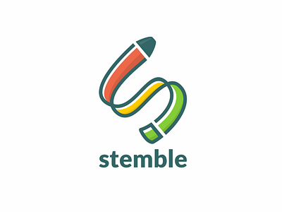 Stemble Logo colorful crayon lineart logo pen simple type vibrant