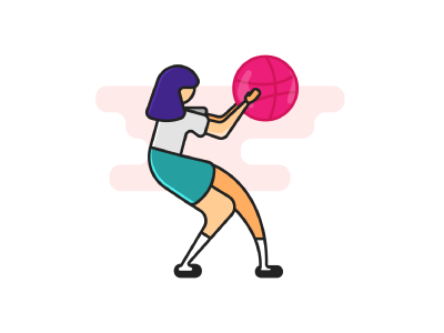 Girl with dribbble ball design girl illustrate illustration illustration art simple vector