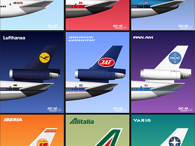 Jet Airliners Tails Illustration