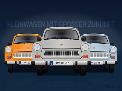 Trabant - Kleinwagen Mit Grosser Zukunft car classic flat germany hipster illustration sketch trabant trabbi trabi vector vintage