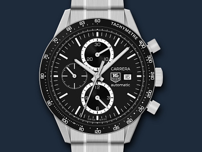 Tag Heuer Carrera Chronograph Watch Icon automatic carrera chronograph icon illustration sketch sketchapp swiss made tag heuer vector watch