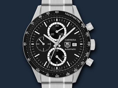 Tag Heuer Carrera Chronograph Watch Icon automatic carrera chronograph icon illustration sketch sketchapp swiss made tag heuer vector watch