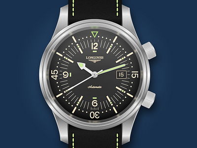 Longines Legend Diver Ref. L3-674-4 automatic diver icon illustration longines sketch sketchapp vector vintage watch