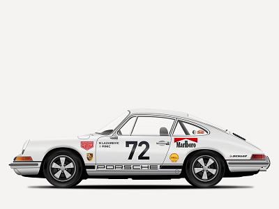1969 Porsche 911 R Illustration car classic car design illustration porsche porsche 911 retro sketch sketchapp vector vintage
