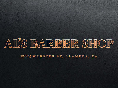 Al's Barber Shop logotype barber classic custom engraving gold inline outline typography vector vintage