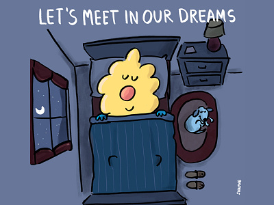 Let's meet in our dreams. bed bedroom cartoon dreams ferbils illustration night sleep