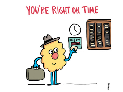You're right on time. cartoon clock ferbils illustration time work
