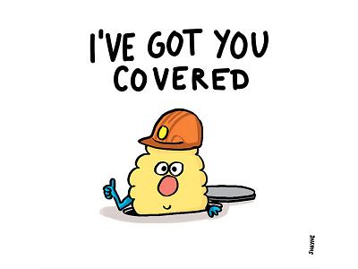 I've got you covered cartoon construction cute ferbils friendship illustration manhole