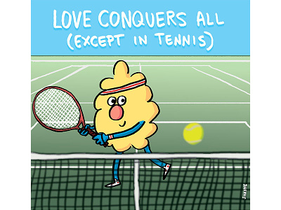 Love conquers all (except in tennis) cartoon cute ferbils illustration sports tennis