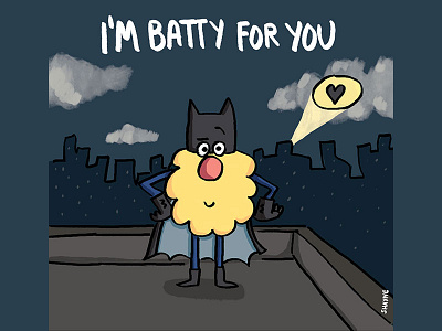 I'm batty for you. batman cartoon cute ferbils illustration love superhero