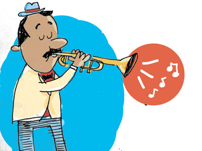 Trumpet Player cartoon illustration music trumpet
