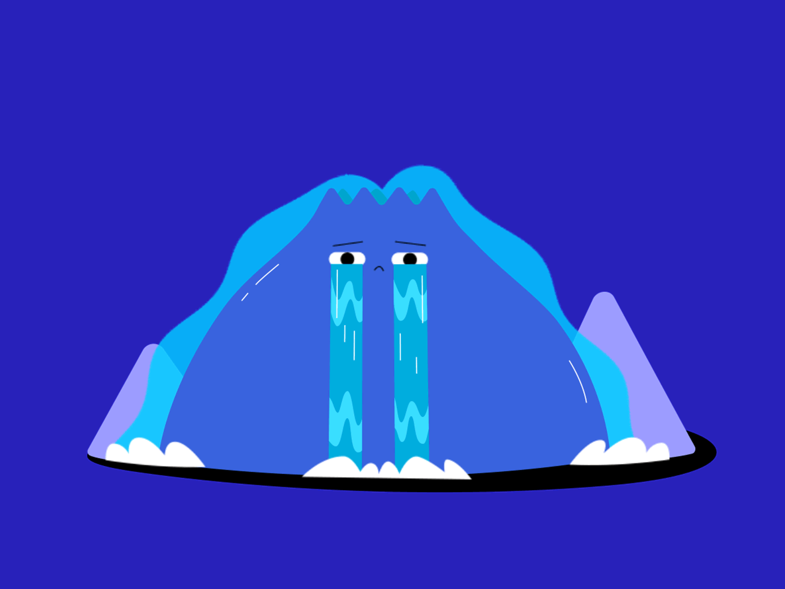 Crying volcano 2d animated cry cute gif illustration mountain sad volcano