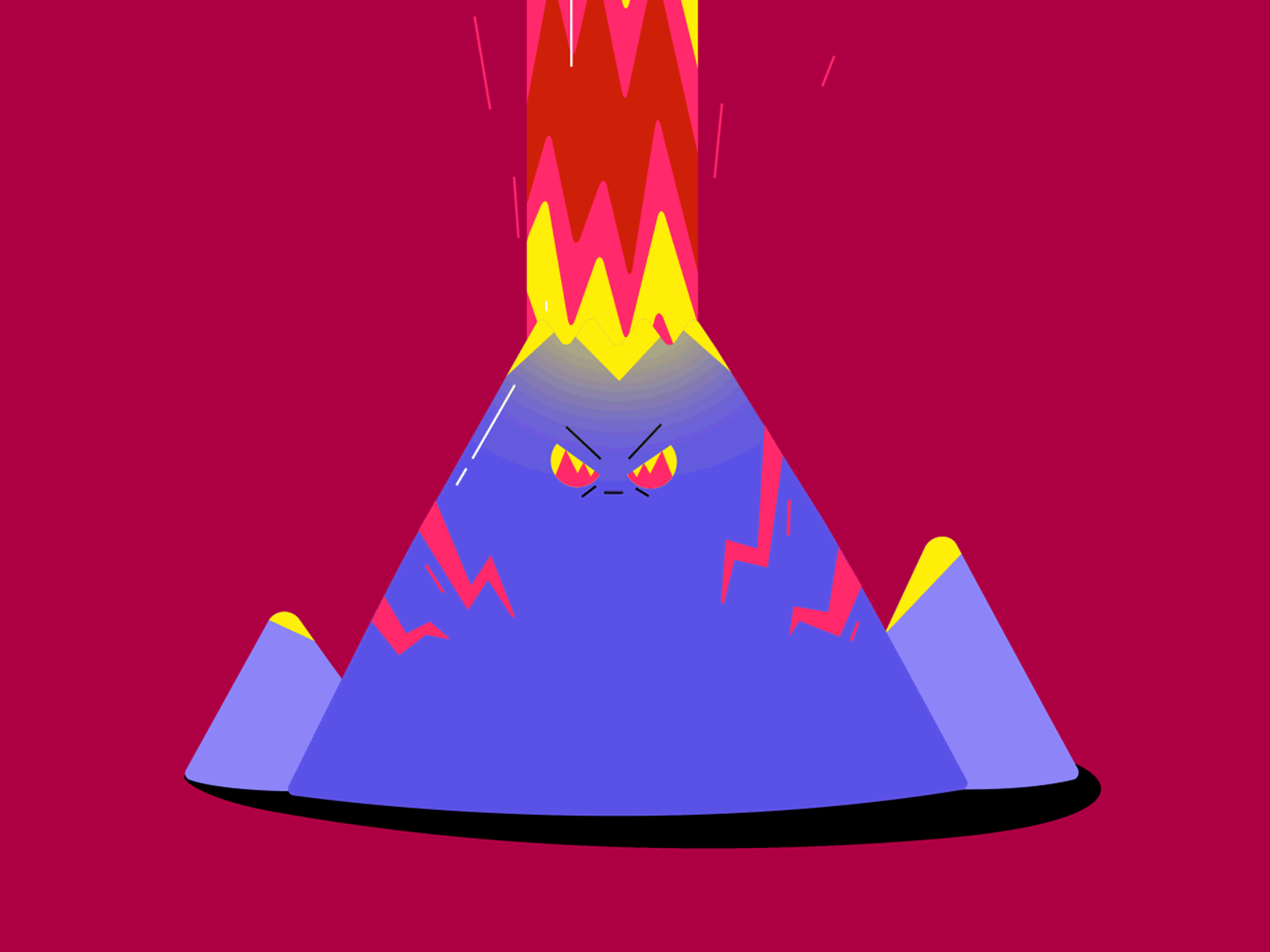 Yelling volcano 2d angry animated animation cute gif illustration lava mountain volcano
