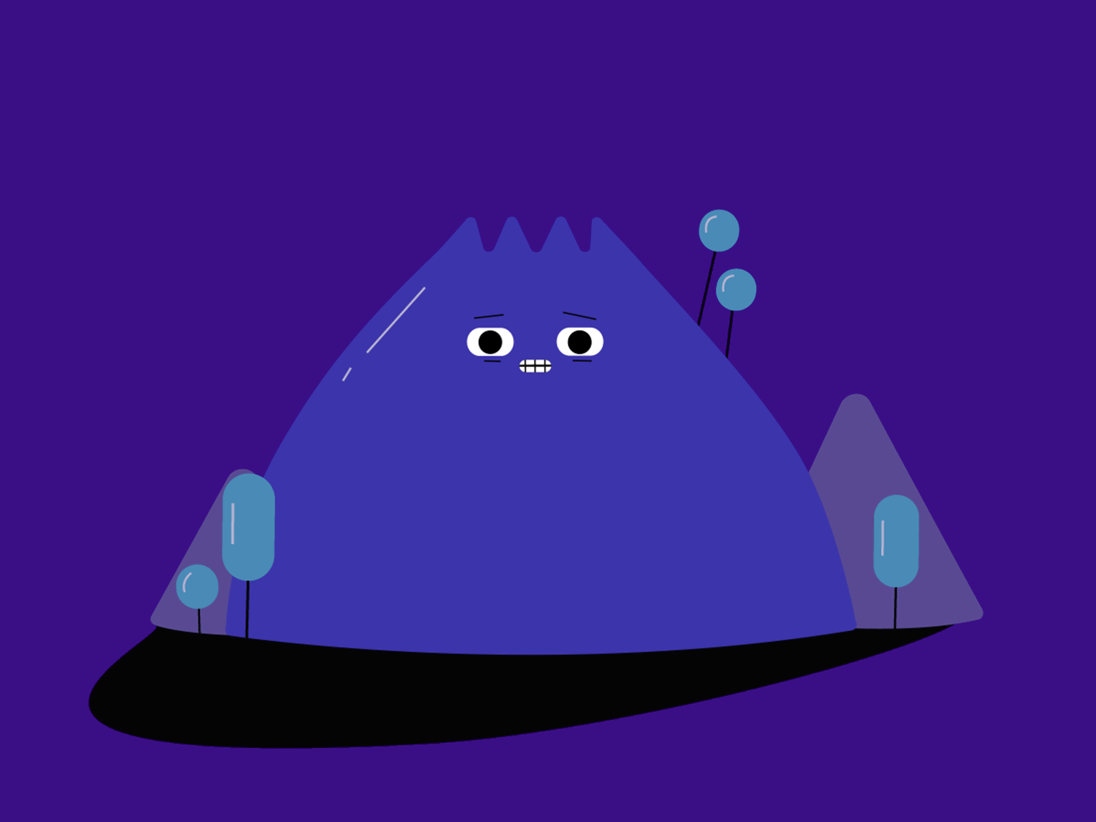 Scared volcano 2d animated animation cute fear gif horror illustration mountain scary volcano