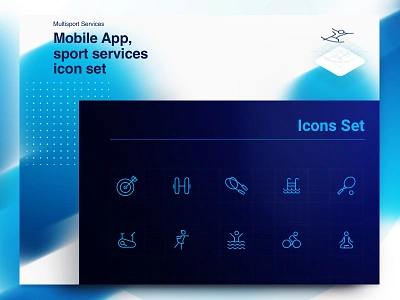 Iconofolio | Multisport gym icon icons iteo iteotem line linear mockup outline set sport