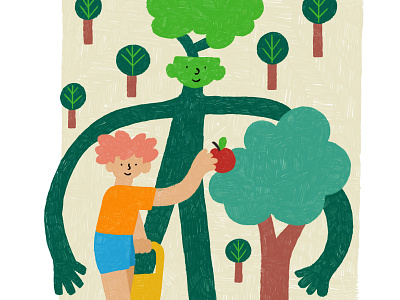 Apple Pickin' character design characterdesign childrens art design drawing illustration nature