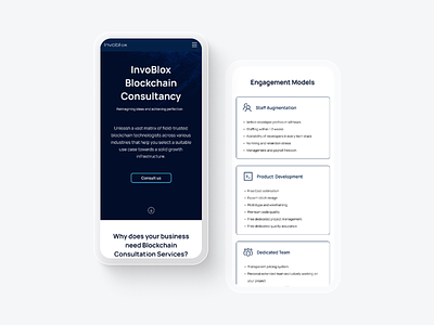 Blockchain consultancy UI/UX Mobile view design