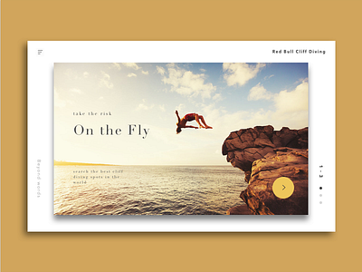 On the Fly design landing page red sport ux uxd yellow