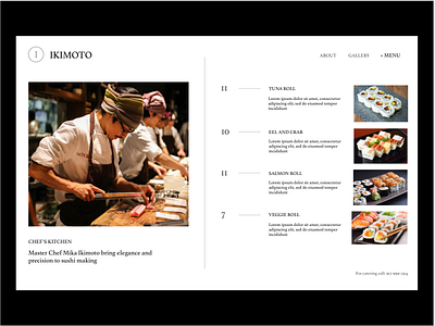 Sushi Menu design food landing menu minimal minimalism page ui ux uxd web website