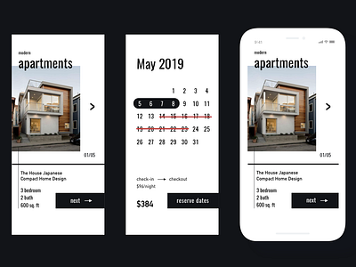 modern apartments - mobile daily ui design iphone minimal minimalism mobile mobile app design mobile design typography ui ux ux design uxd