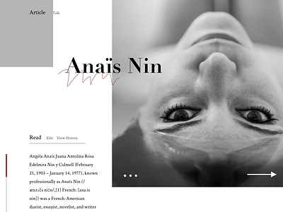 Anaïs Nin biography clean daily ui design minimal minimalism typography ui ux ux design uxd web design