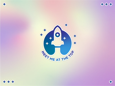 Meet me at the top Holographic Sticker design gradient holographic illustration logo rocket sticker