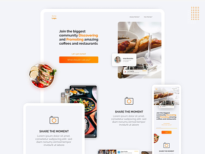 Restaurant discovery website animated icons animation food landing page micro interactions orange responsive restaurant ui web design website