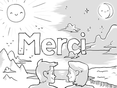 "Merci" Artwork merci thank you thanks