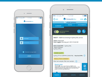 App design for MacquarieView app blue color design mobile ui